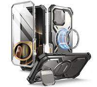i-Blason Armorbox Cover per iPhone 16 Pro 6.3'' 2024 con Cover per Fotocamera [Compatibile con MagSafe] Custodia Robusta per tutto il Corpo con Proteggi Schermo Integrato e Supporto (Grigio Titanio)