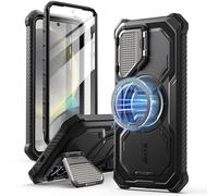 i-Blason Armorbox Cover per Samsung Galaxy S25 con Protezione della Fotocamera, Custodia Magnetica e Resistente con Pellicola Protettiva per lo Schermo e Cavalleto per S25 (Nero)