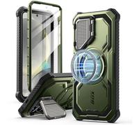 i-Blason Armorbox Cover per Samsung Galaxy S25+ / S25 Plus con Protezione della Fotocamera, Custodia Magnetica e Resistente con Pellicola Protettiva per lo Schermo e Cavalleto per S25 Plus (Verde)