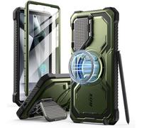 i-Blason Armorbox Cover per Samsung Galaxy S25 Ultra con Protezione della Fotocamera, Custodia Magnetica e Resistente con Pellicola Protettiva per lo Schermo e Cavalleto per S25 Ultra (Verde)