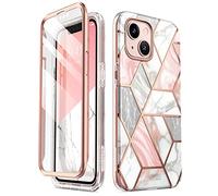 i-Blason Cover con glitter per iPhone 13 Mini (5,4"), custodia protettiva a 360 gradi, con pellicola protettiva per display 2021 (marmo)