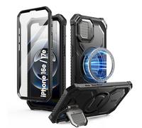 i-Blason Cover Magnetica per iPhone 16e 6.1'' con Copertura per Fotocamera e Supporto [Protezione Schermo Integrata] [Compatibile con la Ricarica Wireless] Custodia Robusta per iPhone 16e (Nero)