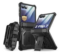 i-Blason Cover Militare per Samsung Galaxy Z Flip 7 con Supporto [Pellicola in Vetro Temperato] [Protezione Cerniera] [Gancio da Cintura] Custodia Robusta a Protezione Totale per Z Flip 7 (Nero)