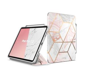 i-Blason Cover per iPad Pro 13 Pollici M4 2024 con Portapenne, [Supporto Trifold Sottile] [Auto Sleep/Wake], Custodia Protettiva in TPU Morbido per iPad Pro 13 Pollici M4 (Rosa)