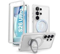 i-Blason Cover per Samsung Galaxy S26 Ultra con Supporto, [Proteggi Schermo Integrato] [Compatibile con MagSafe] Custodia Magnetica Anti-Giallo Sottile con Anello Portadito Antishock (Bianco Opaco)
