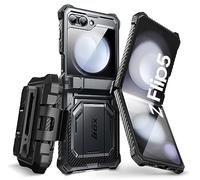 i-Blason Custodia per Samsung Galaxy Z Flip 5 con supporto, protezione per lo schermo integrata, protezione per cerniere, protezione completa con clip per cintura, custodia magnetica per Galaxy Z Flip