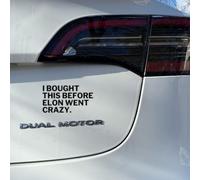 I BOUGHT THIS BEFORE ELON WENT CRAZY - Adesivo in vinile con scritta - Il ramo degli Stati Uniti - Anti Elon Statements per auto (nero opaco) - GreenWise