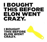 I BOUGHT THIS BEFORE ELON WENT CRAZY Divertente Adesivo,Adesivo per Auto in Vinile con Spatola Plastica,Resistente e Resistente Alle,Lettere Nere,ca. 11,5 x 5,5 cm,per auto per vetri o vernice