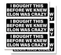 I BOUGHT THIS BEFORE ELON WENT CRAZY Sticker, 6 adesivi in vinile Tesla Anti Elon Musk, 12,7 x 3,8 cm