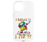 I Break It I Fix It Funny Blocks Bricks Toy Master Builder Custodia per iPhone 15