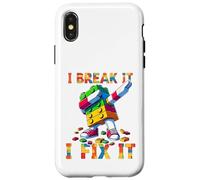 I Break It I Fix It Funny Blocks Bricks Toy Master Builder Custodia per iPhone X/XS