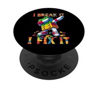 I Break It I Fix It Funny Blocks Bricks Toy Master Builder PopSockets PopGrip Adesivo