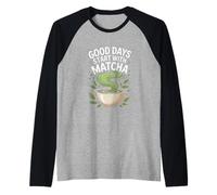 I buoni giorni iniziano con gli amanti del tè verde Matcha Maglia con Maniche Raglan