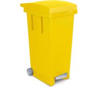 I.C.S. Bidone Spazzatura Pattumiera Rifiuti Differenziata con Coperchio e Ruote Capacità 80 Litri cm. 38x50x80 h colore Giallo - C656085