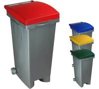 I.C.S. Bidone Spazzatura Pattumiera Rifiuti Differenziata con Coperchio e Ruote Capacità 80 Litri cm. 38x50x80 h colore Blu - C652083