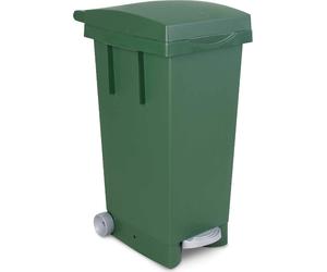 I.C.S. Bidone Spazzatura Pattumiera Rifiuti Differenziata con Coperchio e Ruote Capacità 80 Litri cm. 38x50x80 h colore Verde - C655085
