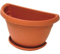 I.C.S. Vaso in Plastica per Piante Fiori a Parete da Esterno Giardino con Sottovaso cm. 40x23x26 colore Terracotta - Mimosa - R75040