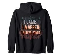 I Came I Mapped. io Buffer-Zoned Funny GIS Specialist Felpa con Cappuccio
