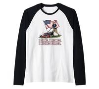 I Came I Mowed I Kicked Grass Lawn Mower Patriottico papà Umorismo Maglia con Maniche Raglan