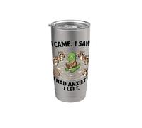 I Came I Saw Had Had Anxiety I Left Funny Dinosaur Introvert Bicchiere termico in acciaio inox doppia parete