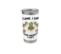 I Came I Saw Had Had Anxiety I Left Funny Dinosaur Introvert Bicchiere termico in acciaio inox doppia parete
