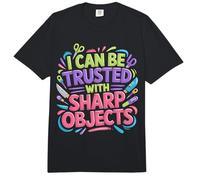 I Can Be Trusted with Sharp Objects Sarcastic Trust |- Comfort Colors Adult Heavyweight T-Shirt