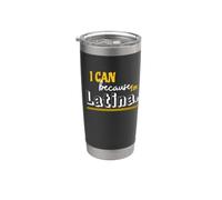 I Can Because I am Latina - Design giallo e bianco Bicchiere termico in acciaio inox doppia parete