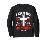 I Can Do all Things Philippians 4:13 Cross Bilanciere Allenamento Maglia a Manica