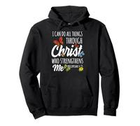 I Can Do all Things Through Christ Buttefly Art Religious Felpa con Cappuccio