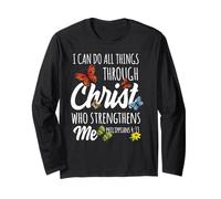 I Can Do all Things Through Christ Buttefly Art Religious Maglia a Manica