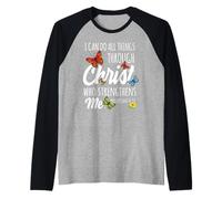 I Can Do all Things Through Christ Buttefly Art Religious Maglia con Maniche Raglan