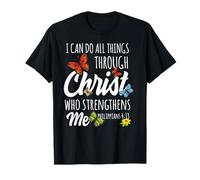 I Can Do all Things Through Christ Buttefly Art Religious Maglietta
