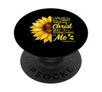 I Can Do All Things Through Christ Girasole Bibbia Versetto PopSockets PopGrip Adesivo