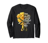 I Can Do all Things Through Christ Girasole Bouquet Art Maglia a Manica