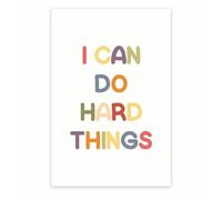 I Can Do Hard Things Motivational Poster - Encouraging Quote for Students Classroom Decor - Positive Psychology Office Art Print(Framed,16x24inch(40x60cm))