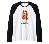 I Can Fly Basset Hound | Divertente amante dei cuccioli Hush Maglia con Maniche Raglan