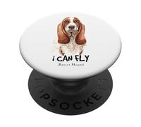 I Can Fly Basset Hound | Divertente amante dei cuccioli Hush PopSockets PopGrip Adesivo