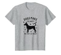 I Cani Mi Rendono Felice, Non così Tanto! Amante degli Animali Divertenti Maglietta, Bambini, Grigio Melange, 10 Anni