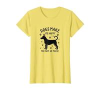 I Cani Mi Rendono Felice, Non così Tanto! Amante degli Animali Divertenti Maglietta, Donna, Limone, L
