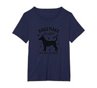 I Cani Mi Rendono Felice, Non così Tanto! Amante degli Animali Divertenti Maglietta, Donna Plus-Size, Navy, 1X