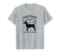 I Cani Mi Rendono Felice, Non così Tanto! Amante degli Animali Divertenti Maglietta, Uomo, Grigio Melange, 5XL