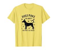 I Cani Mi Rendono Felice, Non così Tanto! Amante degli Animali Divertenti Maglietta, Uomo, Limone, XXL