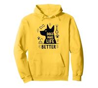 I Cani Rendono la Vita Migliore Amante degli Animali Domestici Felpa con Cappuccio, Unisex per Adulti, Limone, M
