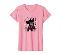 I Cani Rendono la Vita Migliore Amante degli Animali Domestici Maglietta, Donna, Rosa, XXL