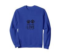 I Cani Sono Amore su Quattro Gambe con Stampa di Zampe, Amante degli Animali Domestici Felpa, Unisex per Adulti, Blu Reale, M