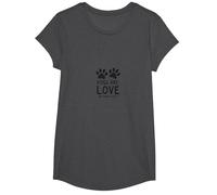 I Cani Sono Amore su Quattro Gambe con Stampa di Zampe, Amante degli Animali Domestici Maglietta, Ragazze, Grigio Scuro, M