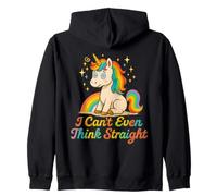 I Can't Even Think Straight Cute Rainbow Unicorn Pride Graph Felpa con Cappuccio