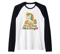 I Can't Even Think Straight Cute Rainbow Unicorn Pride Graph Maglia con Maniche Raglan