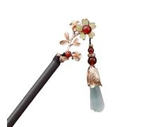 i capelli, Forcina con nappa in legno di sandalo nero con copricapo Hanfu in stile antico