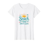 I Capelli sulla Spiaggia Non Si preoccupano delle Vacanze estive Maglietta, Donna, Bianco, 3XL